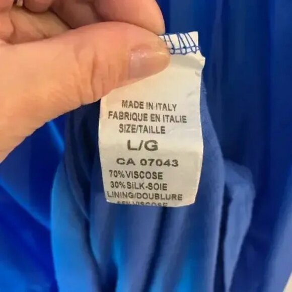 Angela Moda blue tiered ruffle midi dress size L - Picture 6 of 6